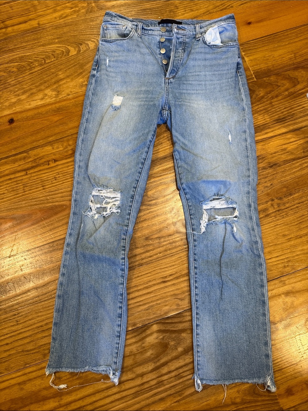 Joe's Jeans Light Blue Distressed Straight Leg Jeans